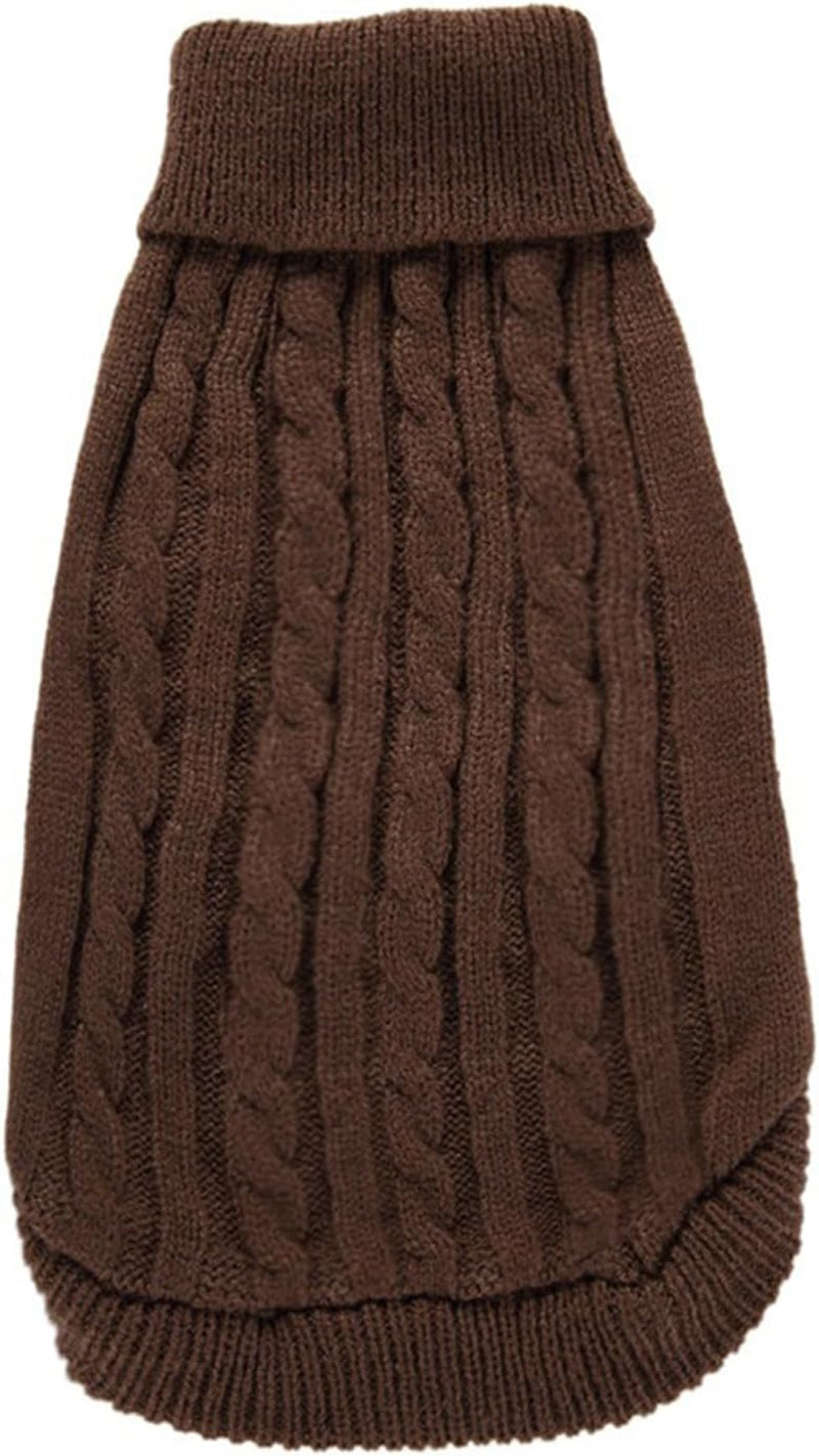 Knitted Winter Sweater for Small Dogs and Cats - X-Small, Brown