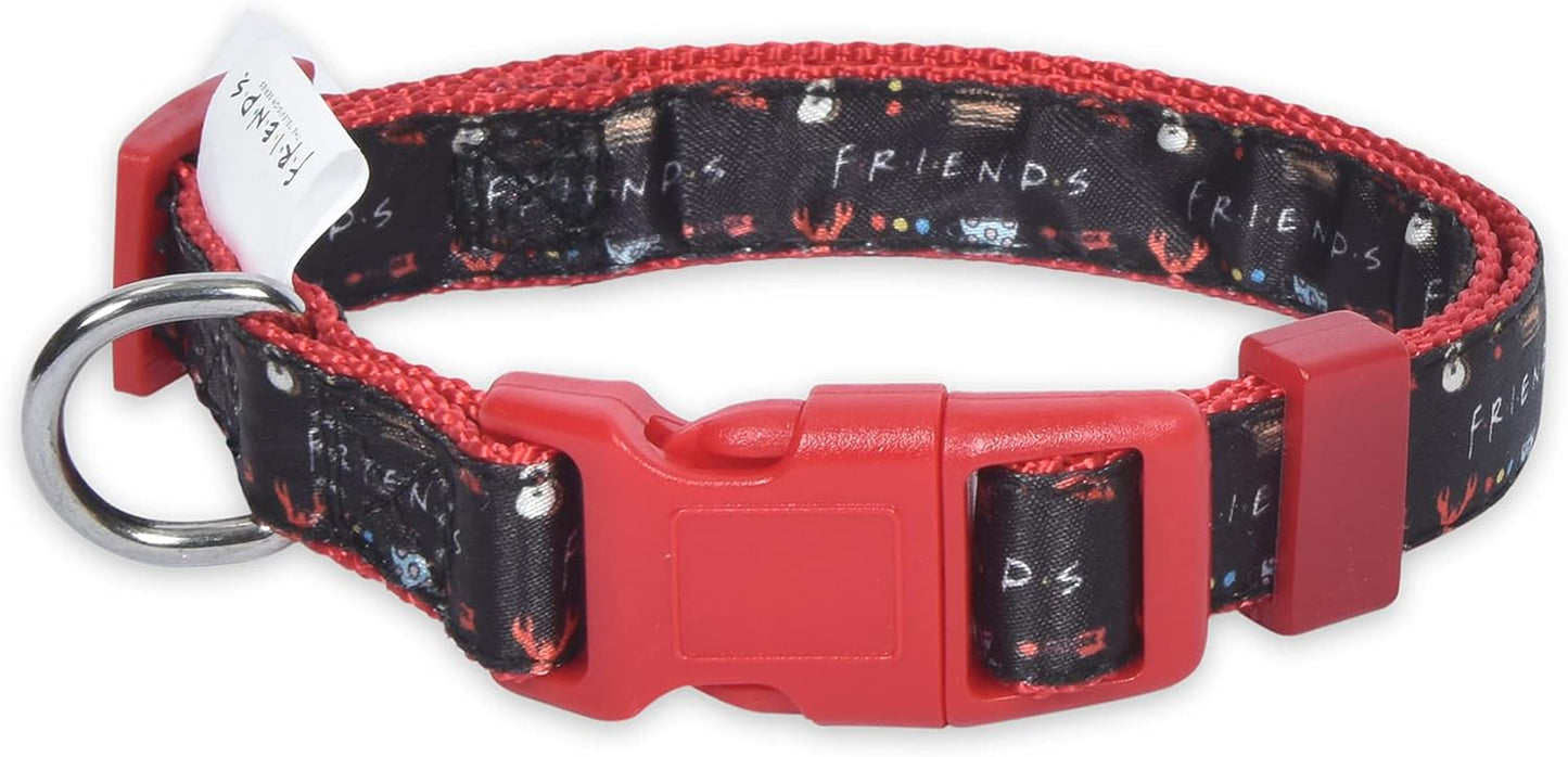 Stylish Black Dog Collar for Medium Breeds - Friends TV Show Merchandise with D-Ring