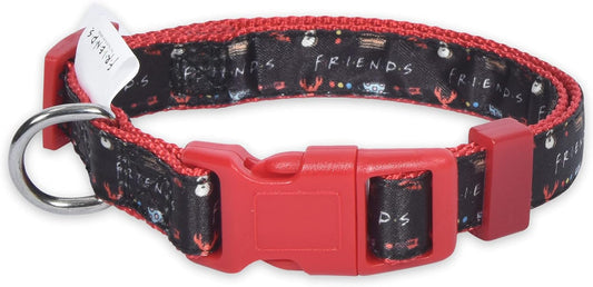 Stylish Black Dog Collar for Medium Breeds - Friends TV Show Merchandise with D-Ring