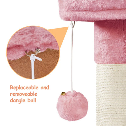 34.5" Cat Tree Tower with Condo and Perches in Pink