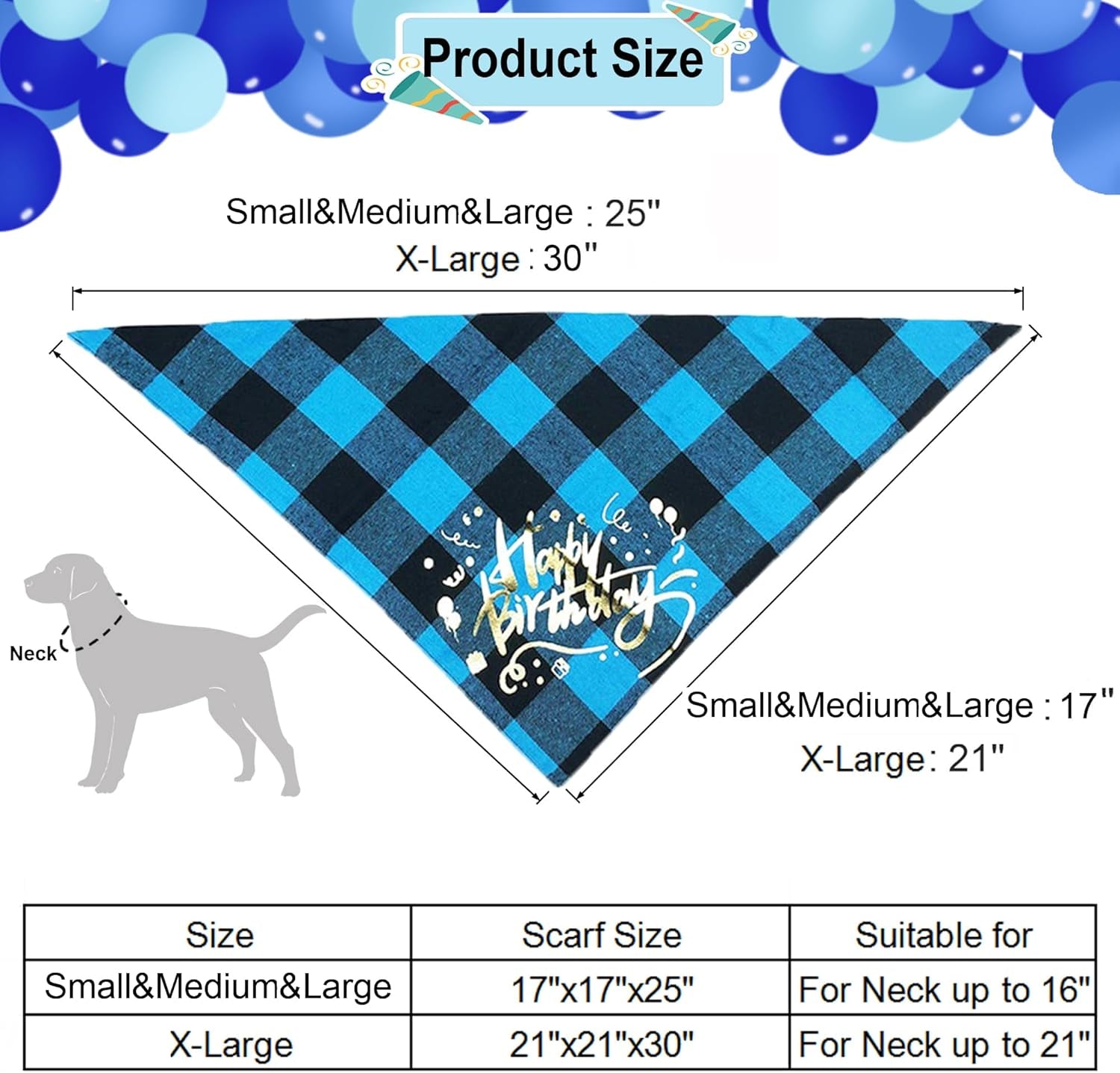 Dog Birthday Boy Bandana, Puppy 1St Birthday Party Supplies, Pet Party Hat Scarf Bowtie Banner Set for Small Medium Dogs (Small&Medium&Large)