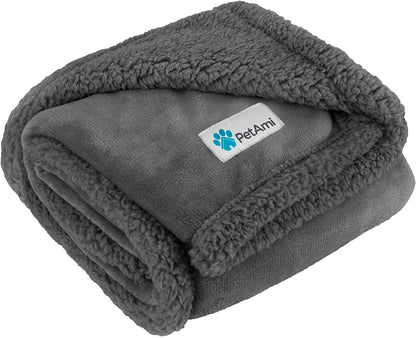 Dog Blanket for Bed, XL Pet Blanket Large Dogs, Fleece Furniture Couch Cover Protector Sofa Car Crate Kennel, Soft Sherpa Cat Throw Plush Reversible Washable, Twin 60X80 Solid Dark Gray