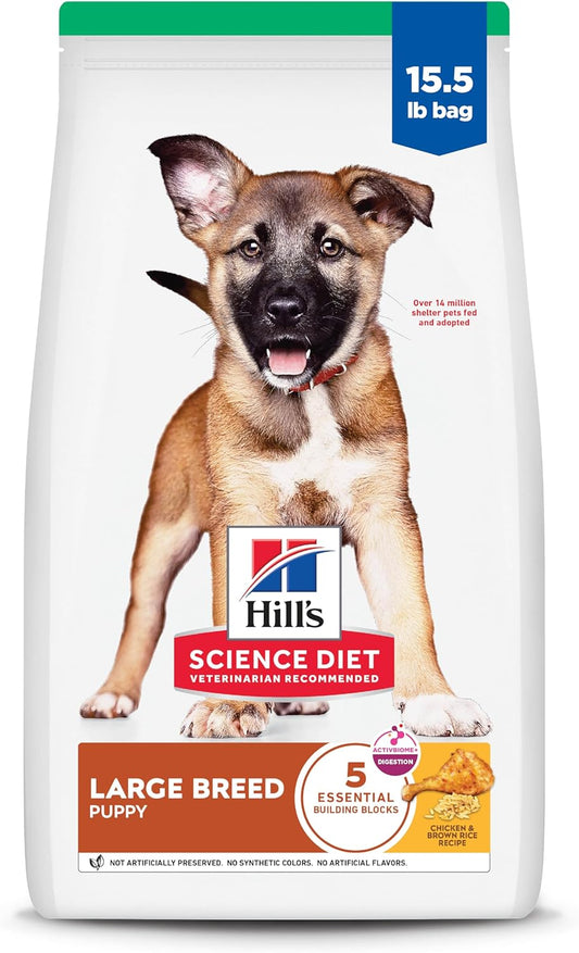 Large Breed Puppy Food, DHA to Support Healthy Development, Chicken & Brown Rice Dry Dog Food, 15.5 Lb. Bag