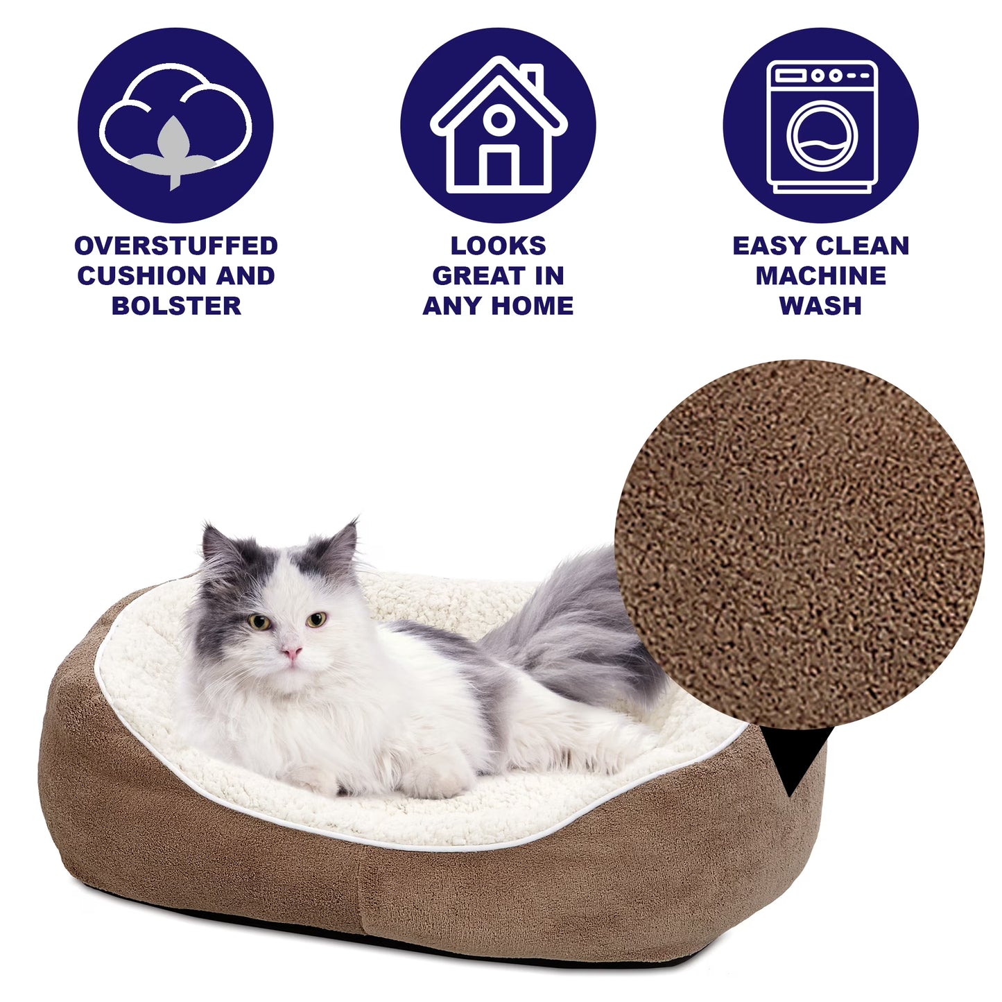 Midwest Homes for Pets Ultra-Soft Fleece Cuddle Bed for Dogs and Cats, Small, Brown