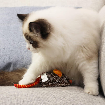 Interactive Indoor Cat Toys with Realistic Squeaky Sounds and Automatic Movement for Self-Play and Exercise (Orange Ear)