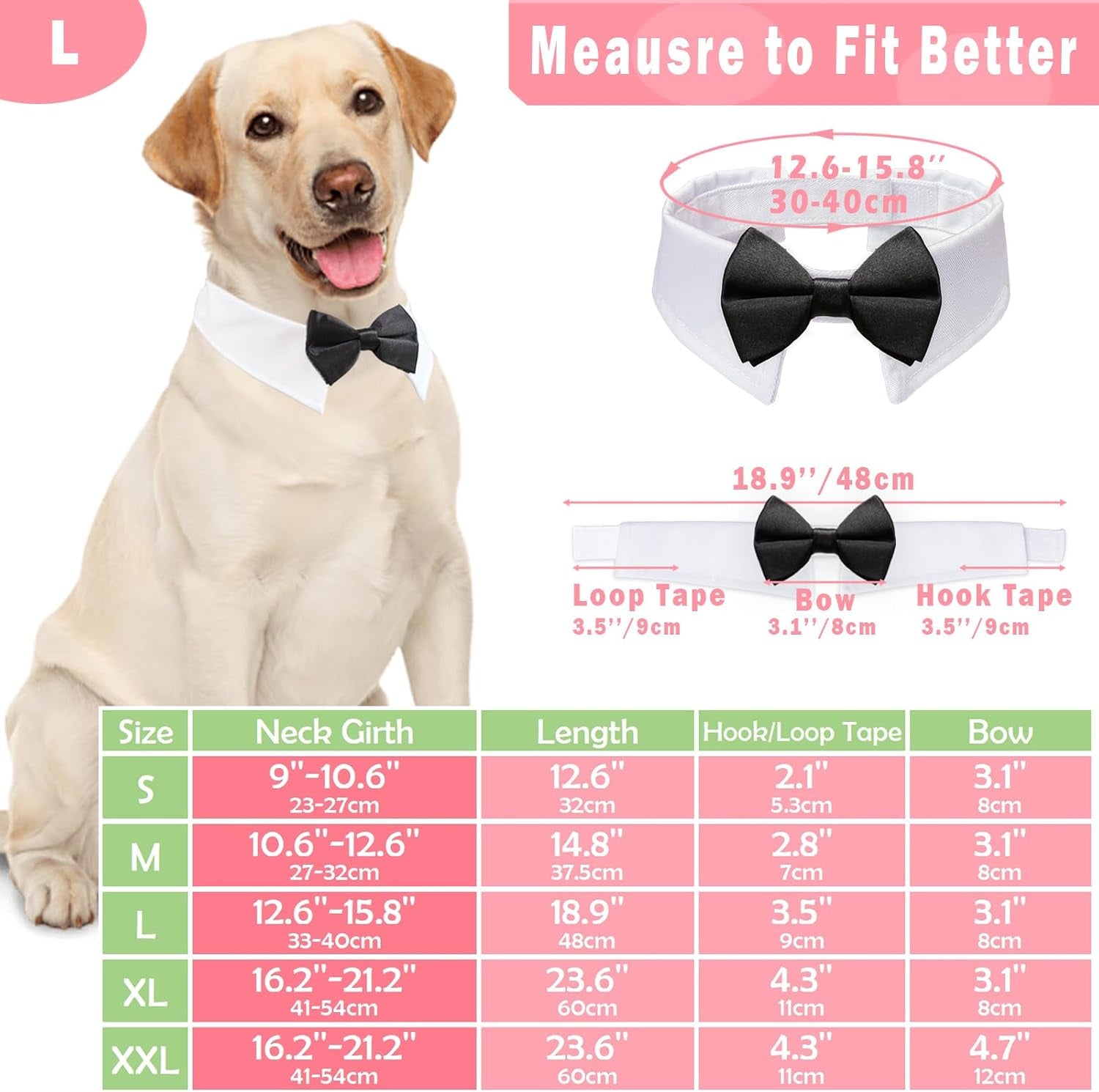 Stylish Adjustable Black Dog Bow Tie and Tuxedo Collar Set - Perfect Formal Wear for Medium to Large Dogs at Weddings and Special Occasions