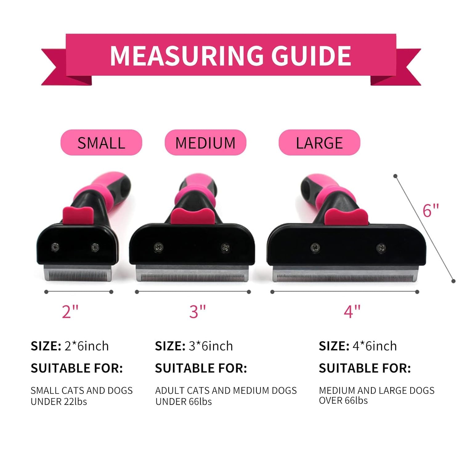 Professional Pet Grooming Brush for Dogs and Cats, Effective Shedding Reduction Tool for Long and Short Hair, Ideal for Small Pets Under 22 lbs (Hot Pink, Small)