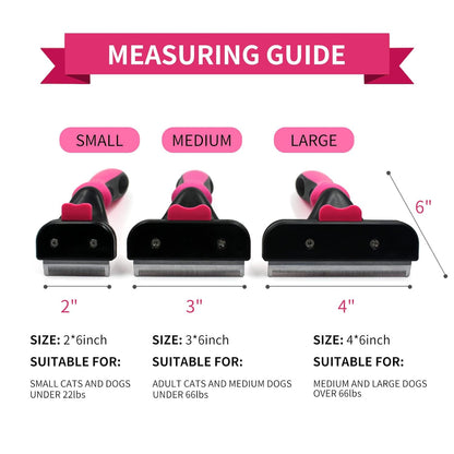 Professional Pet Grooming Brush for Dogs and Cats, Effective Shedding Reduction Tool for Long and Short Hair, Ideal for Small Pets Under 22 lbs (Hot Pink, Small)