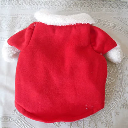 Festive Santa Claus Costumes for Dogs and Cats - Winter Warm Apparel for Chihuahuas, Pugs, and Yorkshires