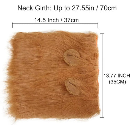 Realistic Lion Mane Cosplay Costume for Medium to Large Dogs - Pet Accessories with Ear Design