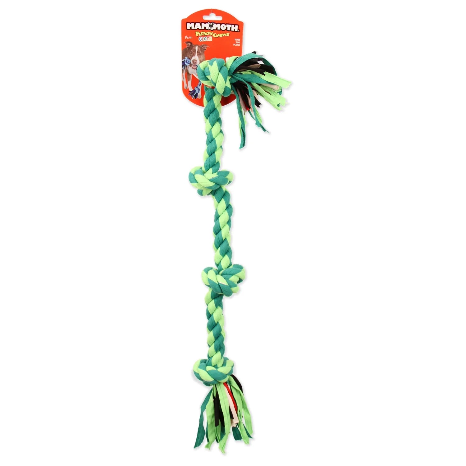 Flossy Chews Large 4-Knot Tug Rope Dog Toy, 27", Assorted Colors