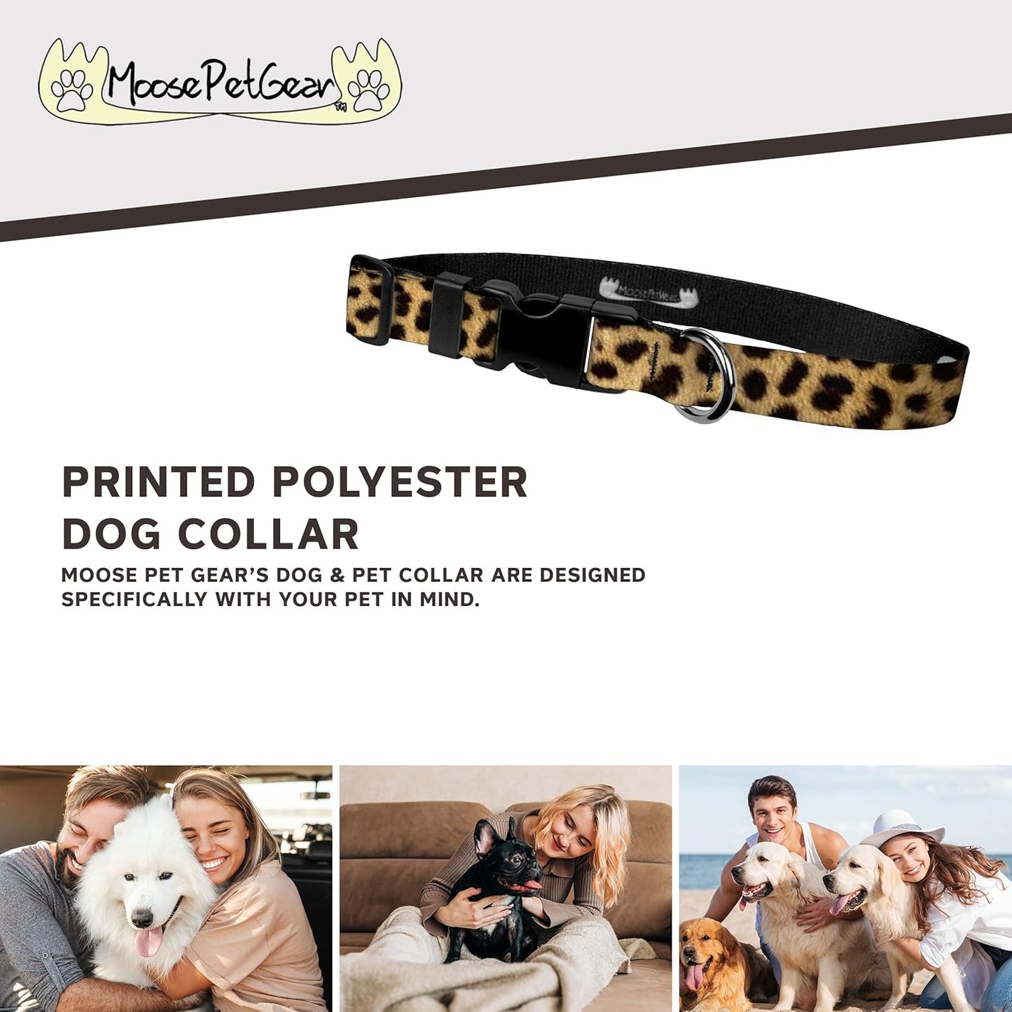 Waterproof Leopard Print Dog Collar - Adjustable 3/4 Inch Width, Fits Small Neck Sizes 8.5-12.5 Inches