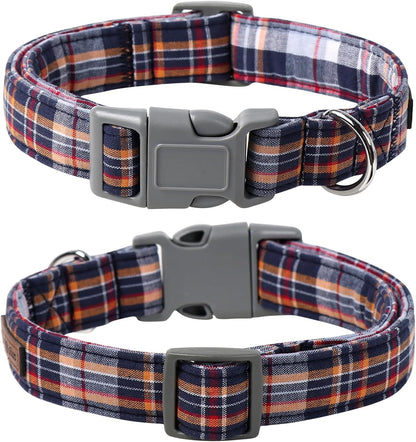 Dog and Cat Collar with Bowtie Grid Collar Plastic Buckle Light Adjustable Collars for Small Medium Large Dogs
