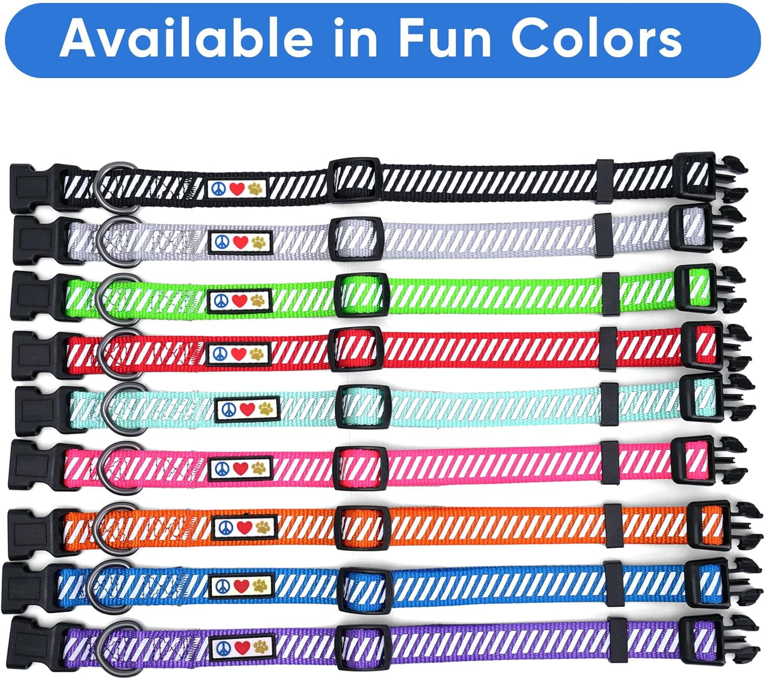 High Visibility Reflective Dog Collar for Extra Small and Small Puppies - Adjustable Heavy Duty Black S Collar