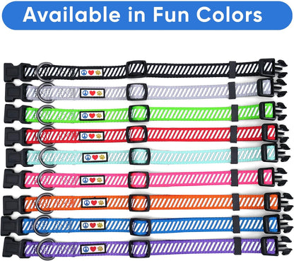 High Visibility Reflective Dog Collar for Extra Small and Small Puppies - Adjustable Heavy Duty Black S Collar