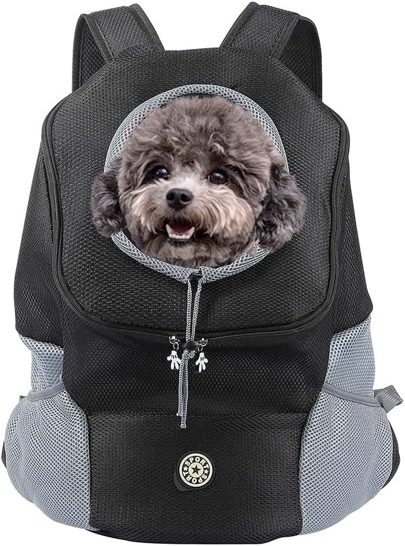Compact Dog Backpack Carrier for Travel and Hiking with Breathable Head-Out Design and Padded Shoulder Straps