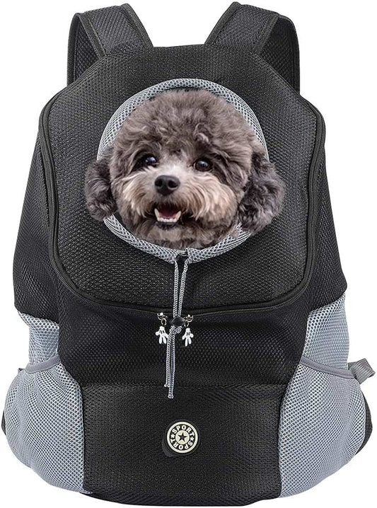Compact Dog Backpack Carrier for Travel and Hiking with Breathable Head-Out Design and Padded Shoulder Straps