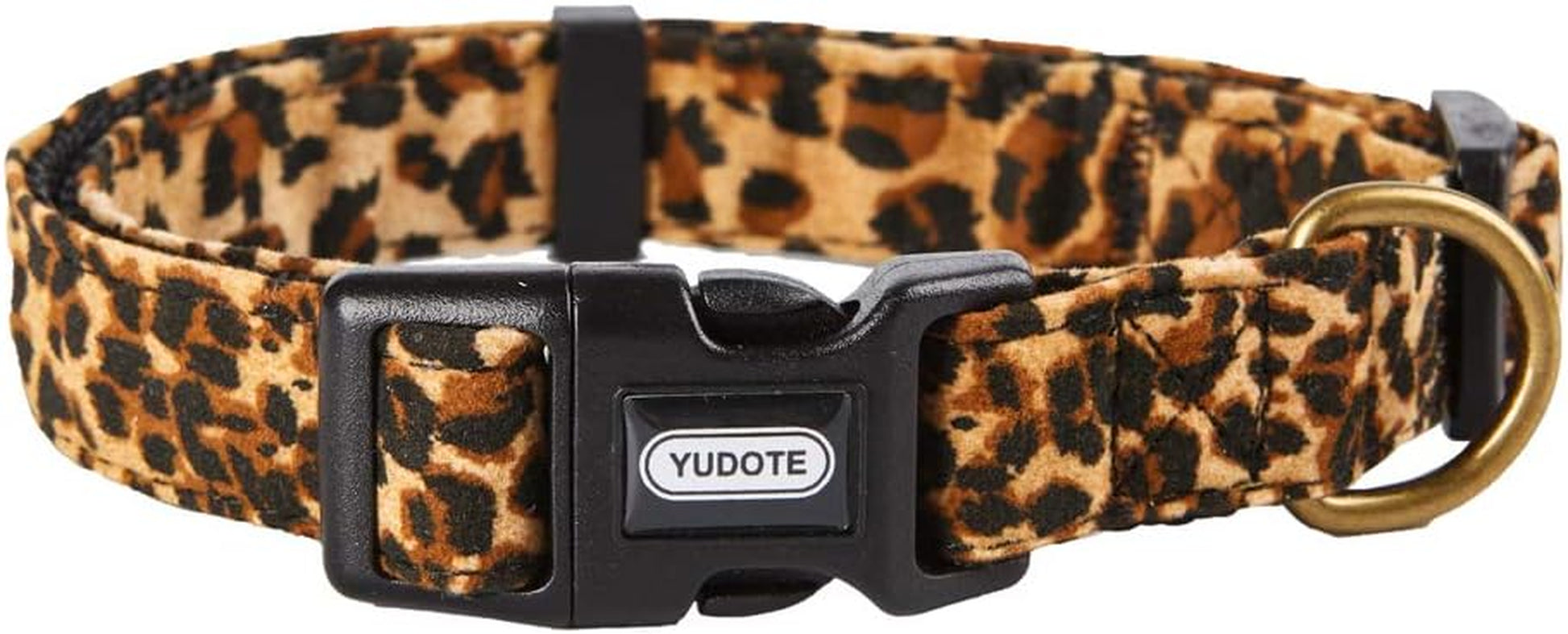 Flocking Fabric Dog Collar in Leopard Print for Puppies and Medium Dogs