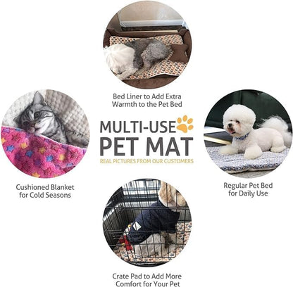 Ultra Soft Reversible Dog Bed Crate Pad with Star Print - Washable Pet Mat for Dogs and Cats, 29 x 21 Inch, Pink