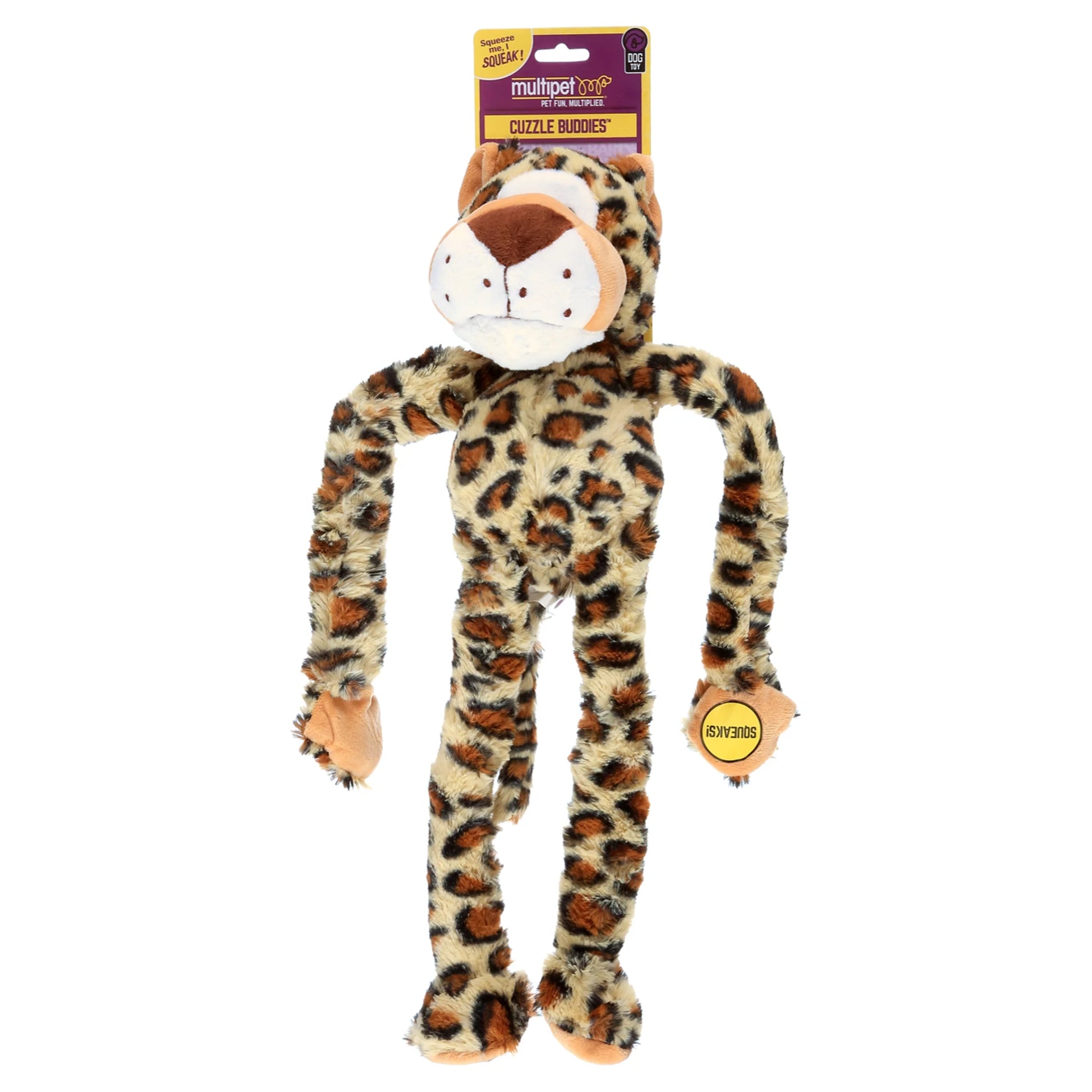 Plush Leopard Dog Toy with Squeakers - 19 Inches - Swingin' Safari Collection