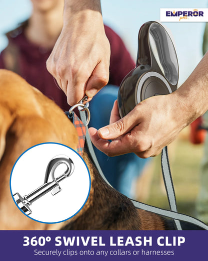 16 Ft Heavy-Duty Retractable Dog Leash for Large Dogs - Durable & Stylish Gray Design - Supports Up to 110 lbs