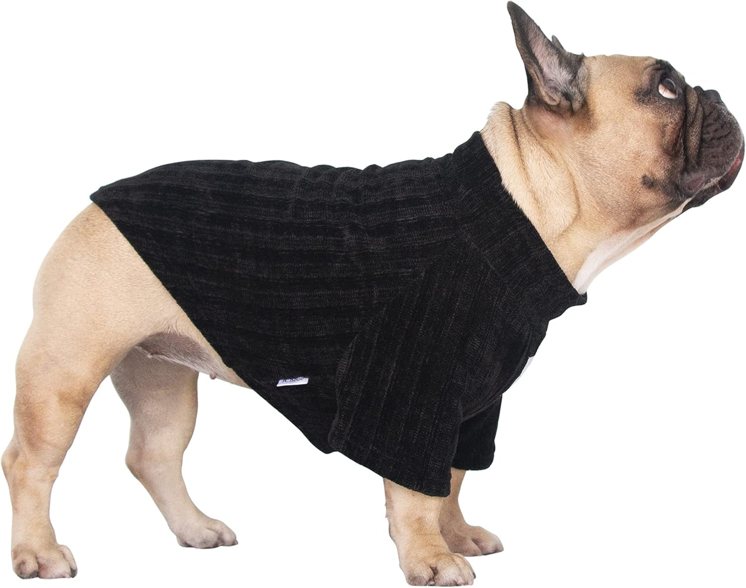 Cozy Corduroy Turtleneck Sweater for English Bulldogs & Boston Terriers - Stylish Black Pullover for Cold Weather - XLarge