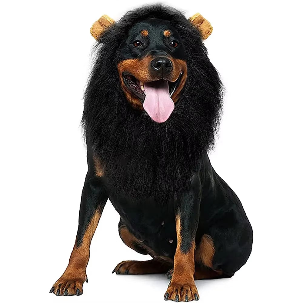 Realistic Lion Mane Cosplay Costume for Medium to Large Dogs - Pet Accessories with Ear Design