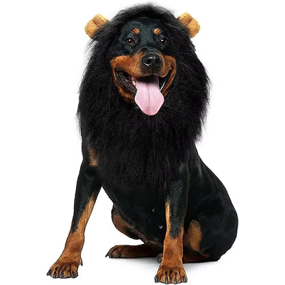 Realistic Lion Mane Cosplay Costume for Medium to Large Dogs - Pet Accessories with Ear Design