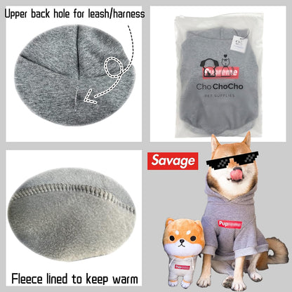 Trendy Pup Dog Hoodie & Sweater - Cozy Gray Cotton Sweatshirts for Cats & Puppies - Sizes S, M, L