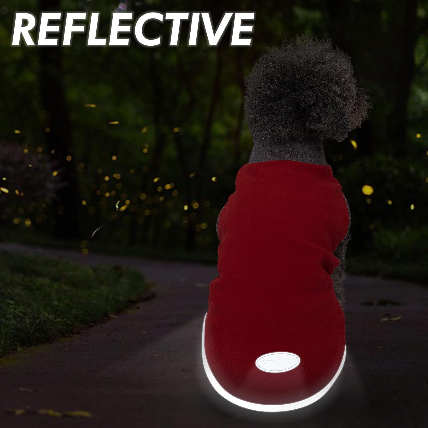 2-Pack Reflective Stripe Dog Fleece Sweatshirts - Stretchy Pullover Jackets for Small Dogs in Red & Grey, Size Medium