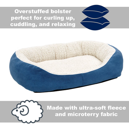 Overstuffed Micro-Terry Cuddle Pet Bed for Medium Dogs and Cats - Cozy Blue Comfort by Midwest Homes for Pets