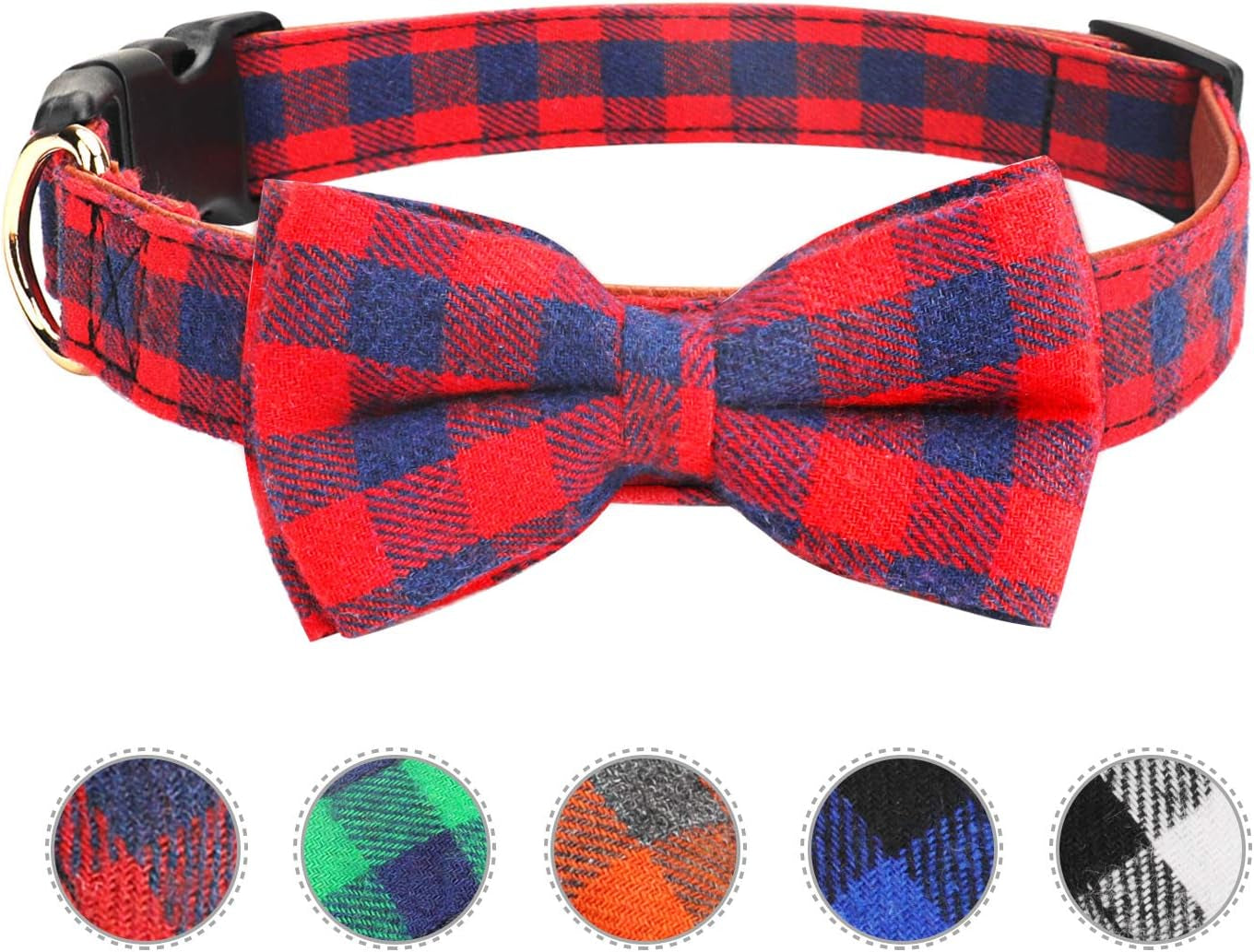Stylish Adjustable Red Plaid Bow Tie Collar for Small Dogs and Cats - Soft & Comfortable