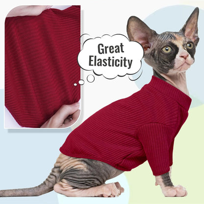 Cozy & Stylish Sphynx Hairless Cat Pullover - Breathable Turtleneck Sweater and Pajama Jumpsuit for Kittens