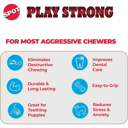Play Strong Trident Bone Rubber Dog Toy - Y Shape, Durable Chew for Aggressive Chewers with Hollow Center for Treats, 6 Inch