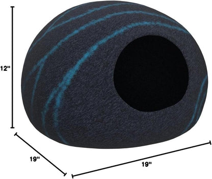 Cat Cave – Premium Felt Cat Bed for Indoor Cats, Handmade Merino Wool (Black Aqua, Large)