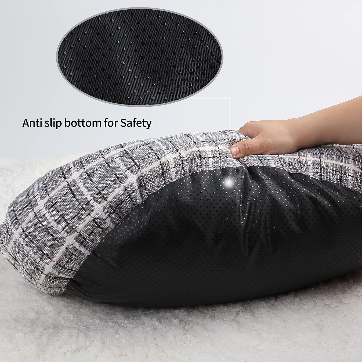 Washable Round Cat Bed and Calming Dog Bed, 20-Inch Donut Design for Small to Large Dogs, Anti-Slip and Water-Resistant Base