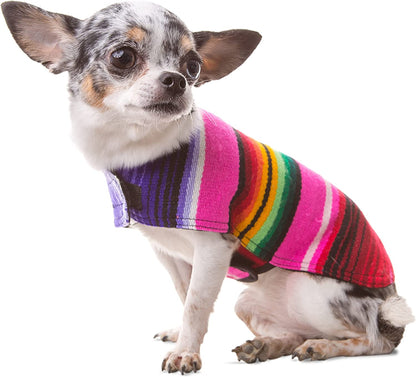 Handcrafted XXL Dog Poncho Made from Authentic Mexican Blanket in Pink
