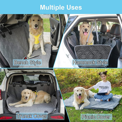 Premium 1080D Black Dog Car Seat Cover for Rear Seats