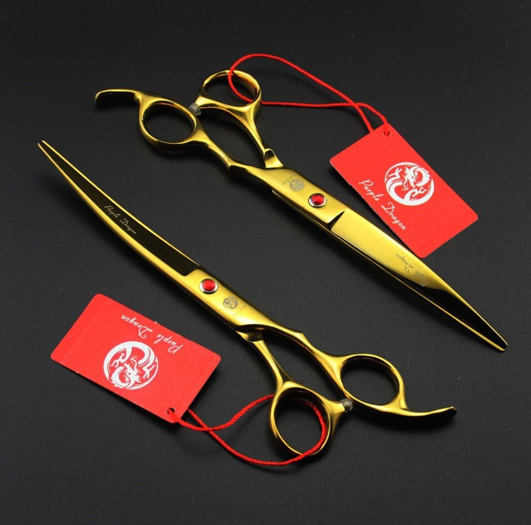 Professional 7-Inch Pet Grooming Scissors Set - 4-Piece Kit with Straight, Curved, and Thinning Blades Made from Premium Japanese Steel, Includes Case