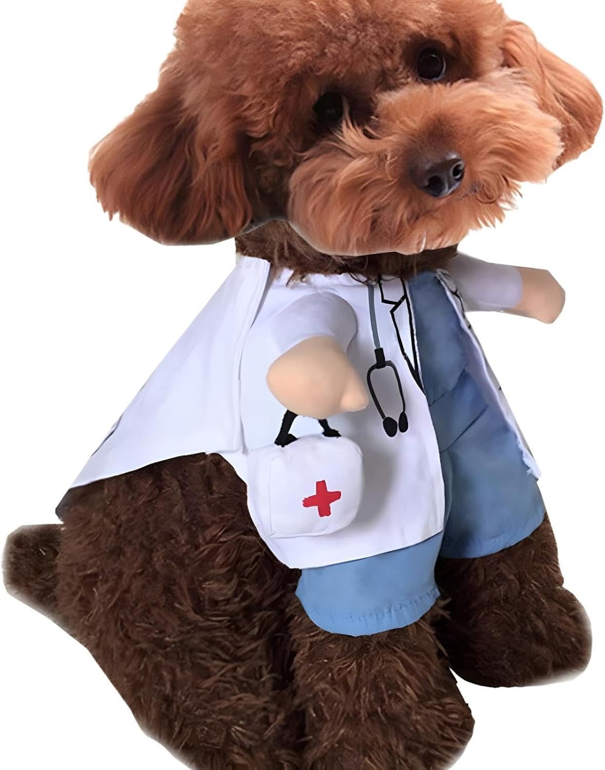 Pet Doctor Costume for Dogs and Cats - Halloween Outfit with Jeans (XS)