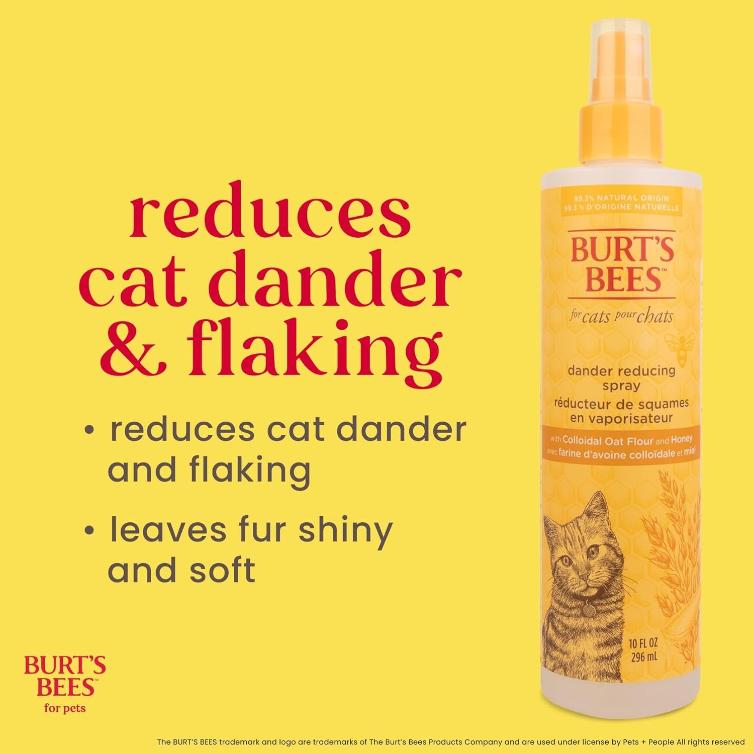 Colloidal Oat Flour and Honey Cat Dander Reducing Spray, Waterless Grooming Solution for Dry Skin and Dandruff Control, Allergy Support Formula, 10 Fl Oz