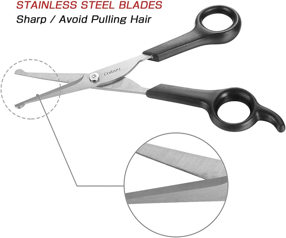 Chibuy Professional Dog Grooming Scissors Set with Safety Round Tips - Stainless Steel Eye/Face Shears for Dogs, Cats, and Furry Animals, 6.7" - Pack of 2