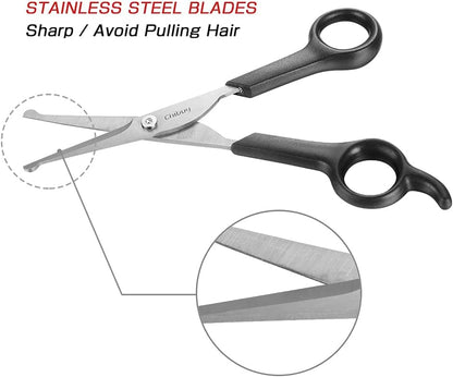 Chibuy Professional Dog Grooming Scissors Set with Safety Round Tips - Stainless Steel Eye/Face Shears for Dogs, Cats, and Furry Animals, 6.7" - Pack of 2