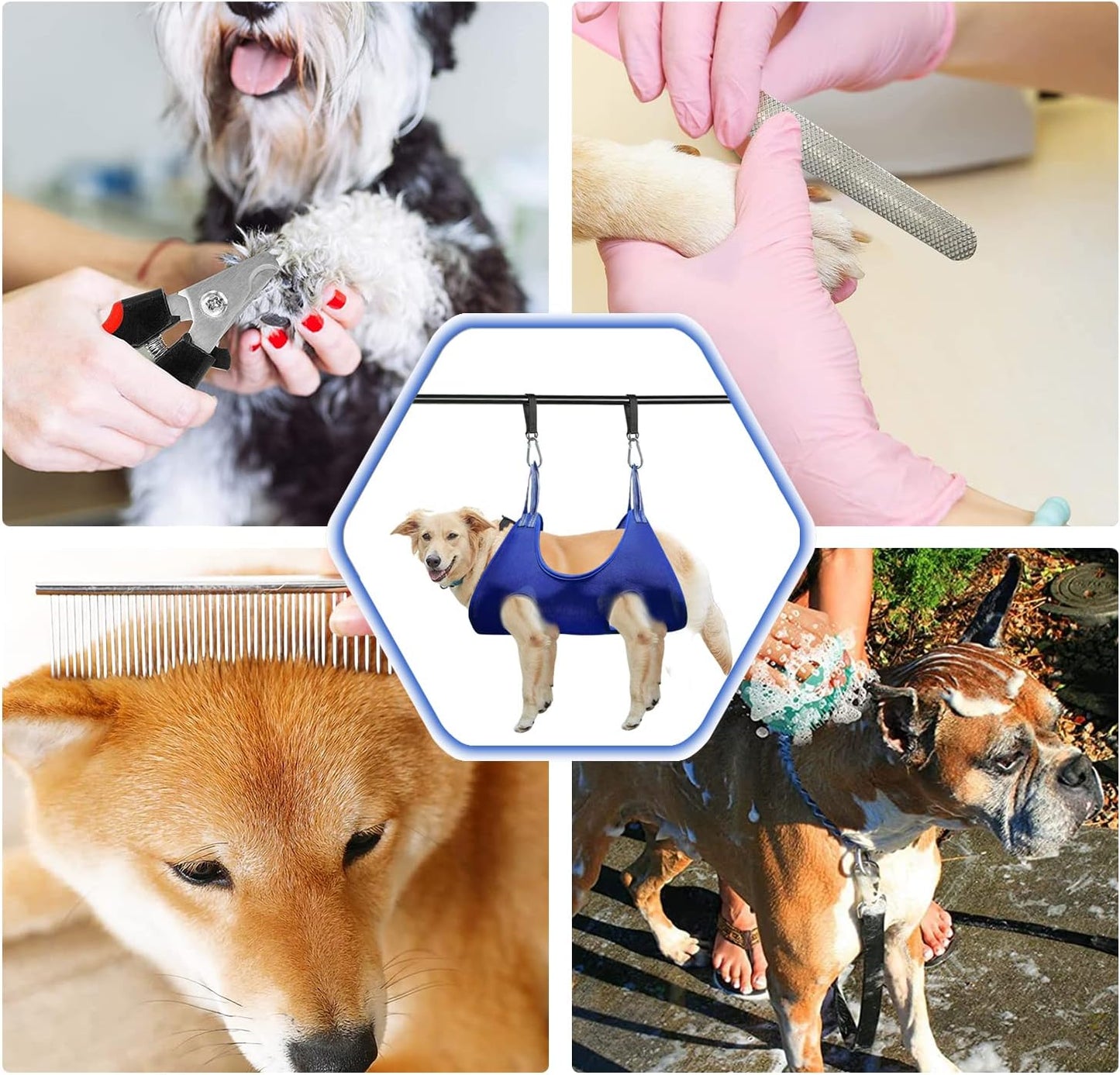 Durable Pet Grooming Hammock for Dogs and Cats, Adjustable Support with Maximum Weight Capacity of 65 lbs (Legs Spacing: 5.9" - 14.2")