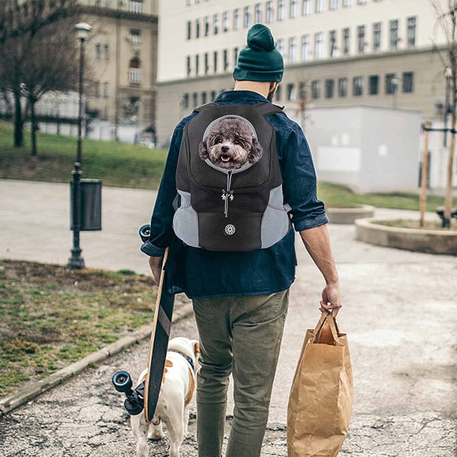 Compact Dog Backpack Carrier for Travel and Hiking with Breathable Head-Out Design and Padded Shoulder Straps