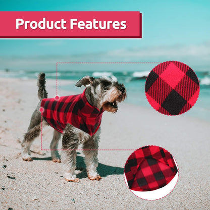 Plaid Fleece Dog Sweater Vest - Soft and Comfortable Winter Coat for Small to Medium Breeds