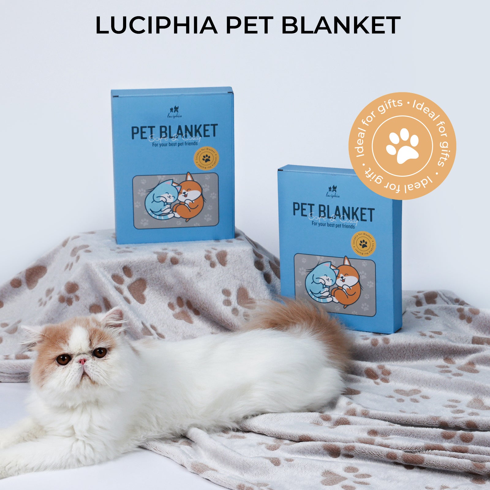 Large Dog Fleece Blanket - Washable Pet Blanket for Bed and Couch Protection with Adorable Paw Print Design