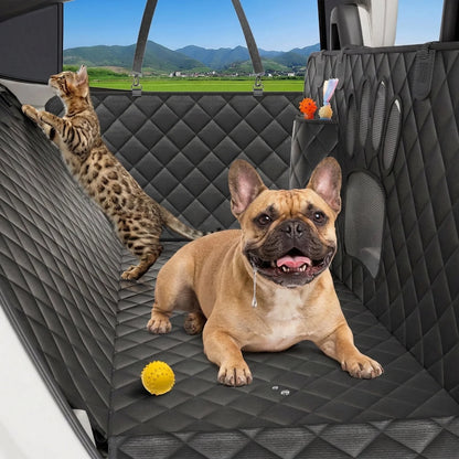 Non-Slip Waterproof Dog Car Hammock with Seatbelt - Scratch-Resistant Back Seat Protector