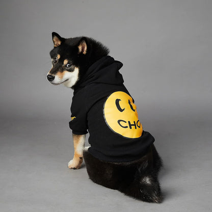 Stylish Smiley Dog Hoodie - Fashionable Cotton Sweater for Small to Large Dogs & Cats (2XL, Black)