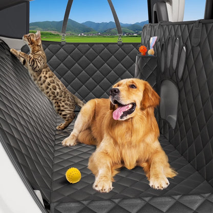 Non-Slip Waterproof Dog Car Hammock with Seatbelt - Scratch-Resistant Back Seat Protector